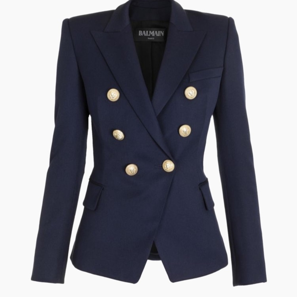 Balmain Navy Wool double-breasted jacket
(Never worn) (with tags)